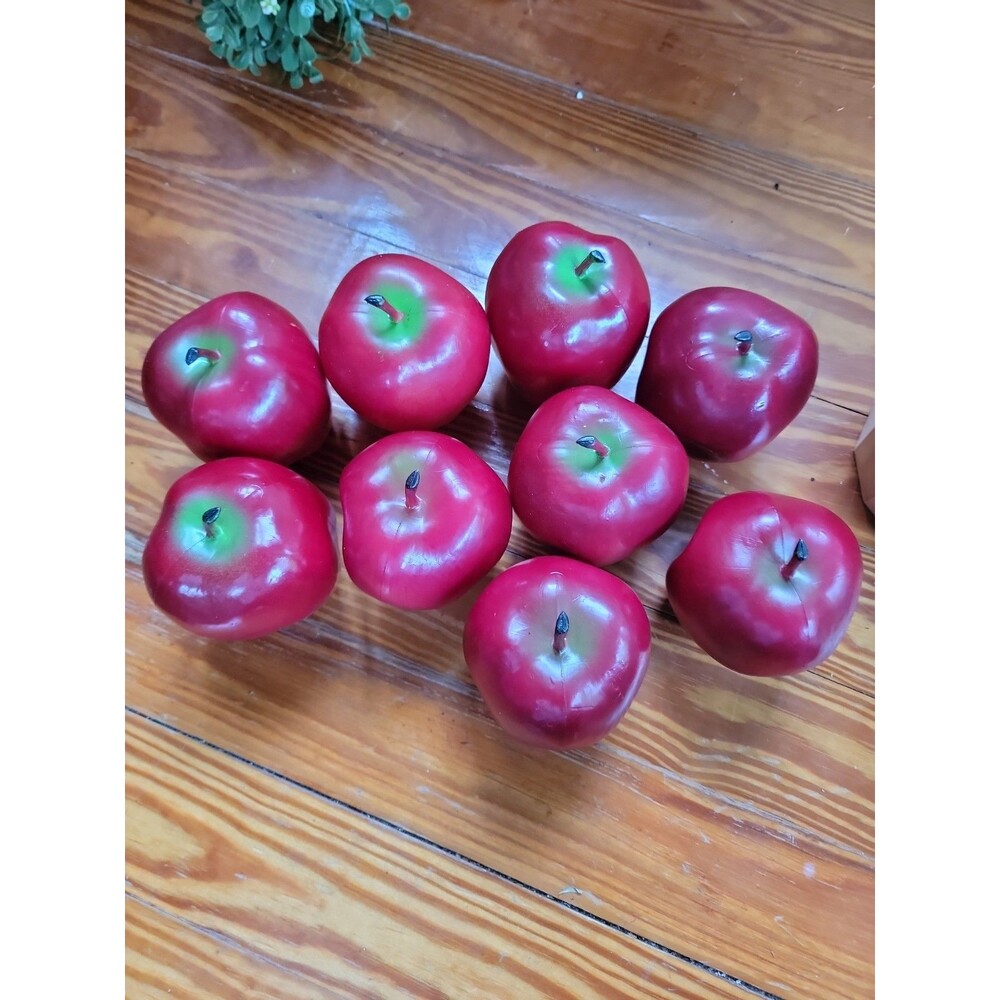 Artificial Apple Red Delicious Apple Box of 9 Decorative Fake Fruit Faux Apple
